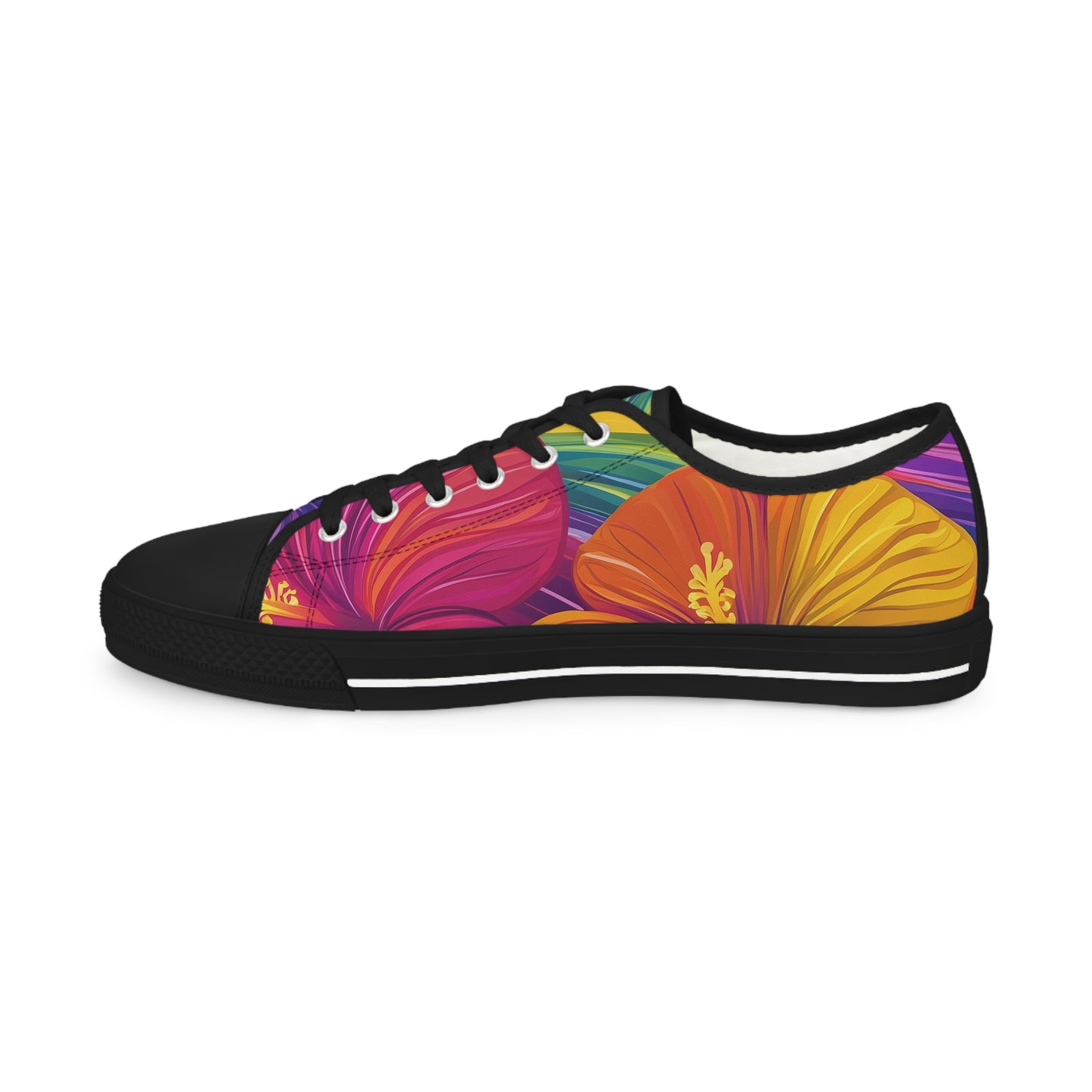 Tropical Hibiscus Low Top Canvas Sneakers | Vibrant Floral Pride Shoes
