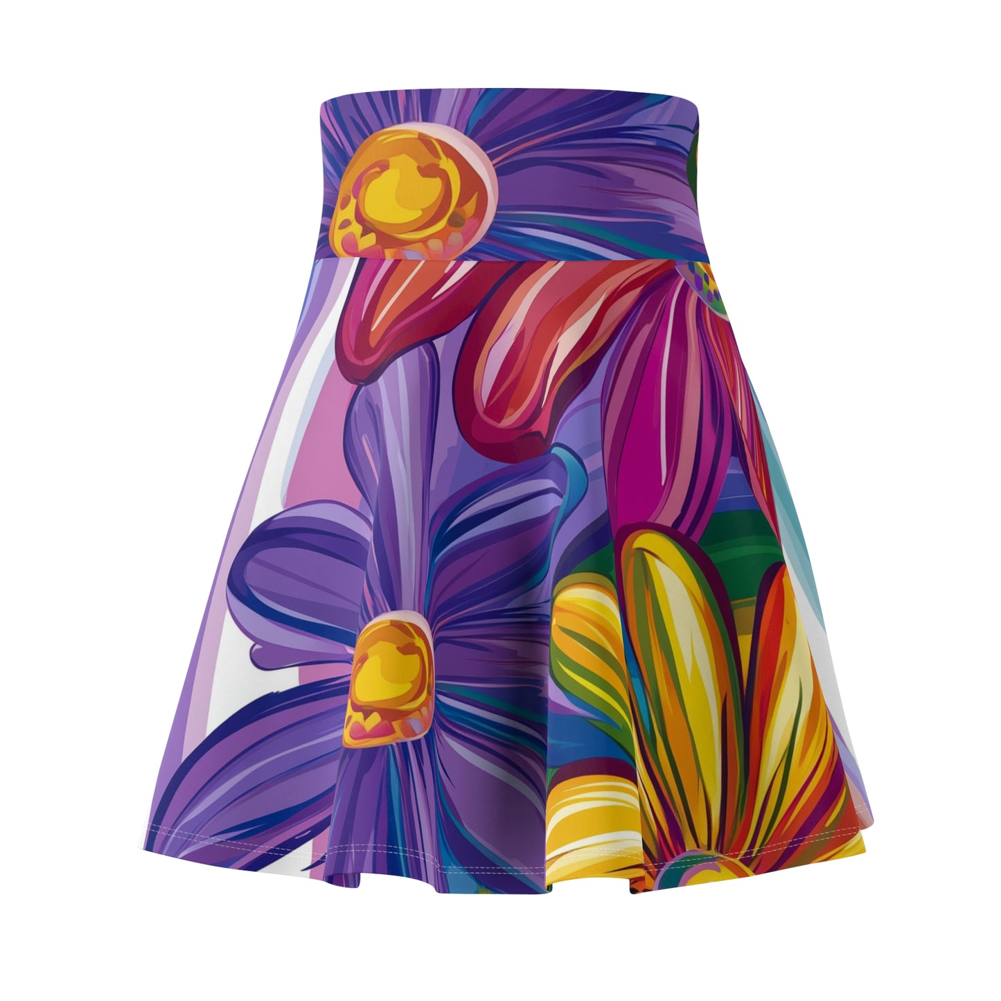 Vibrant Floral Fantasy Skater Skirt | Colorful Artistic Women's Fashion