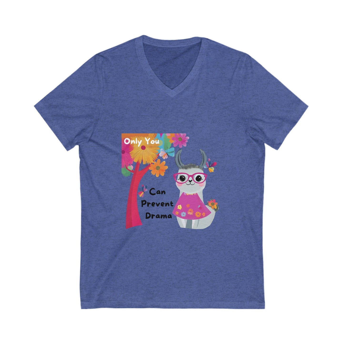 Kawaii Cat Drama Prevention V-Neck T-Shirt | Cute Cat Lover Gift | Funny Cat Unisex Tee