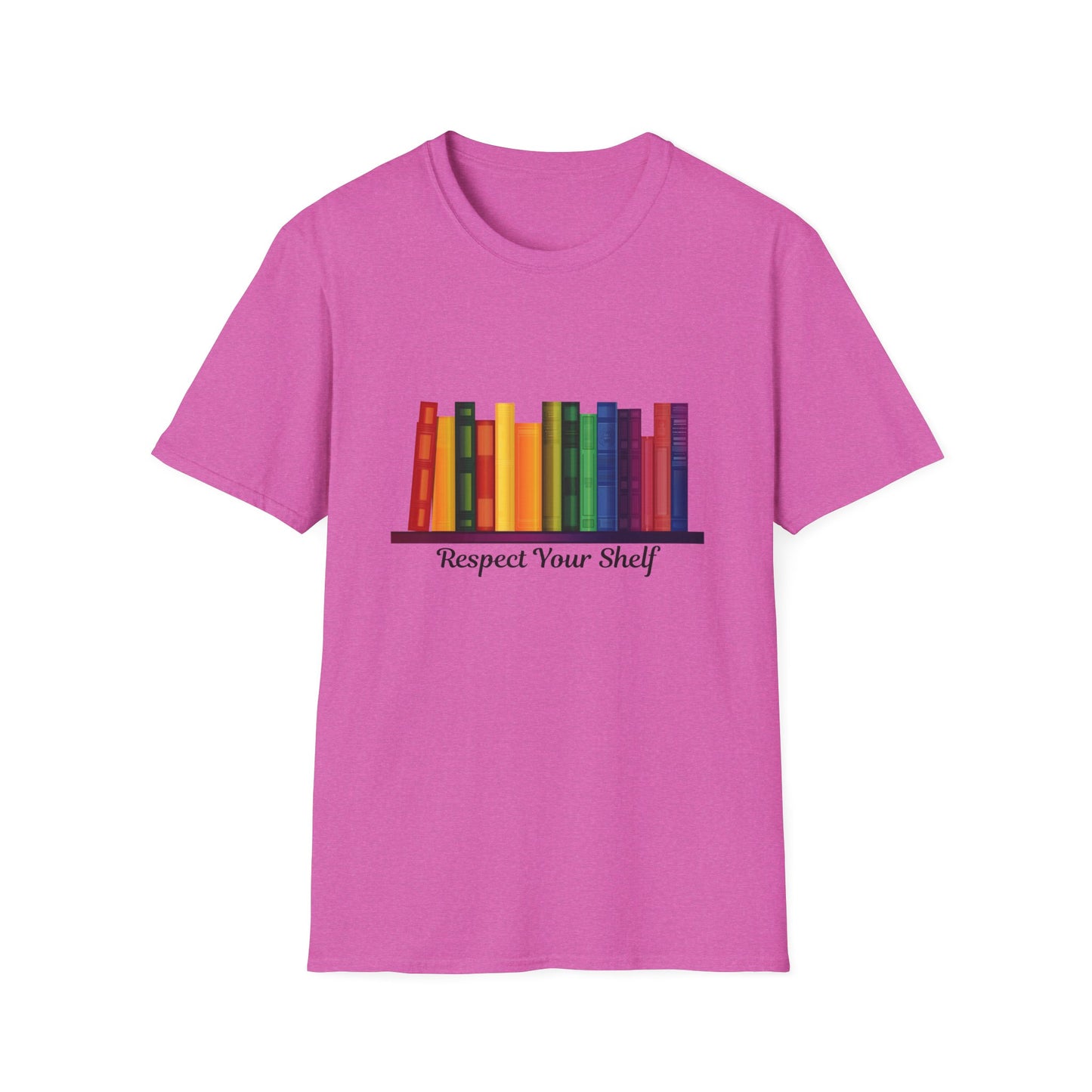 Respect Your Shelf Pride Bookshelf T-Shirt | Cute Bookworm Gift
