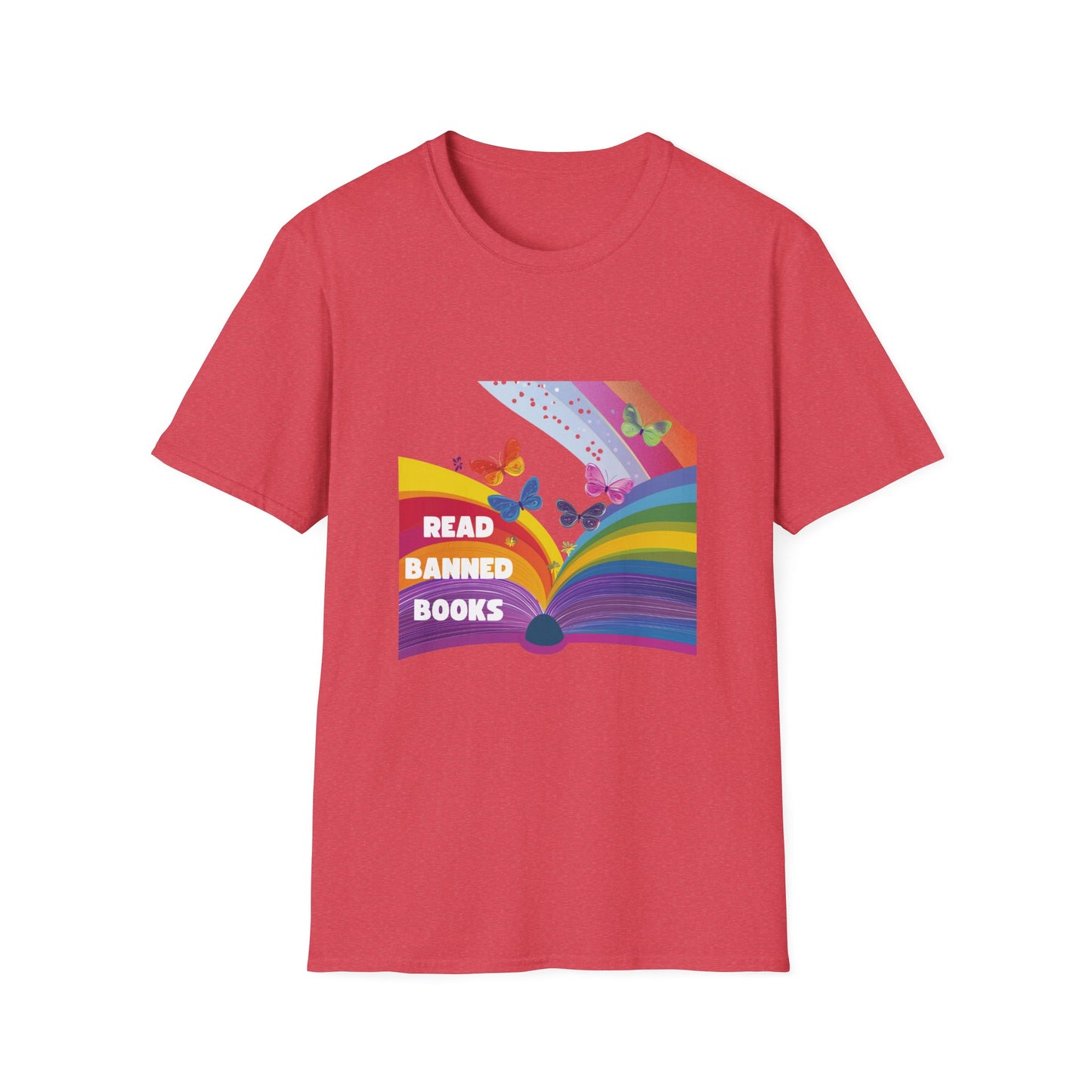 Rainbow Book Pride T-Shirt | Banned Books Butterfly Reading Tee | Literary Activism