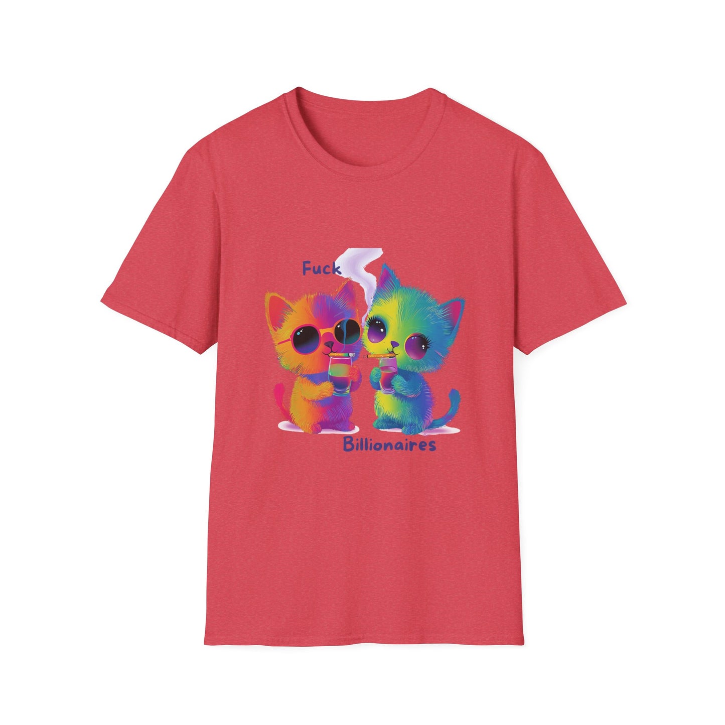 Colorful Cat Protest T-Shirt | Anti-Billionaire Rainbow Kitty Tee