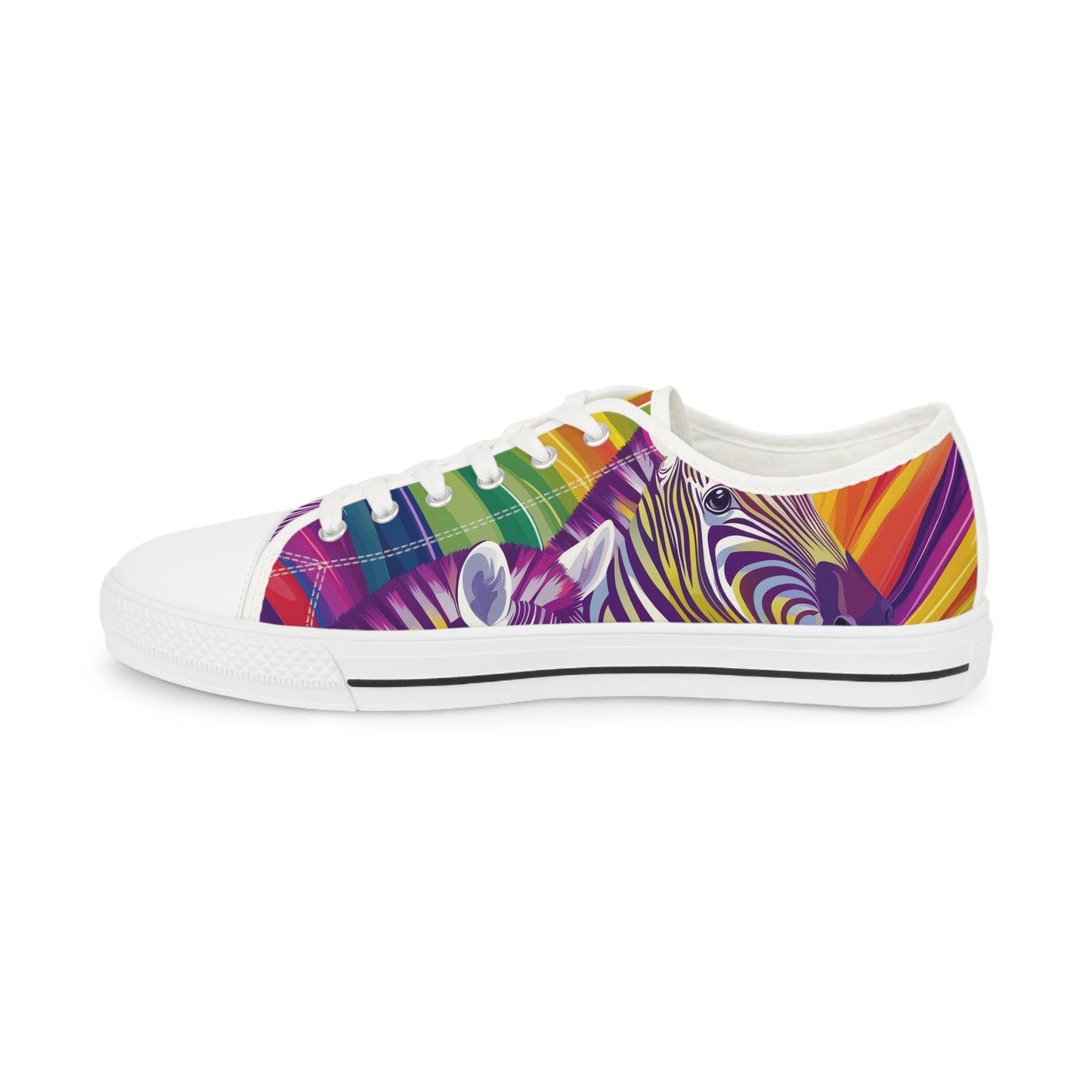 Vibrant Zebra Pride Low Top Sneakers | Rainbow Canvas Shoes