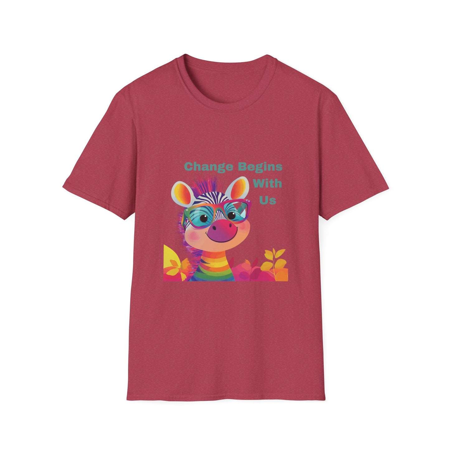 Cute Activist Giraffe T-Shirt | Change Begins With Us | Kawaii Empowerment Tee