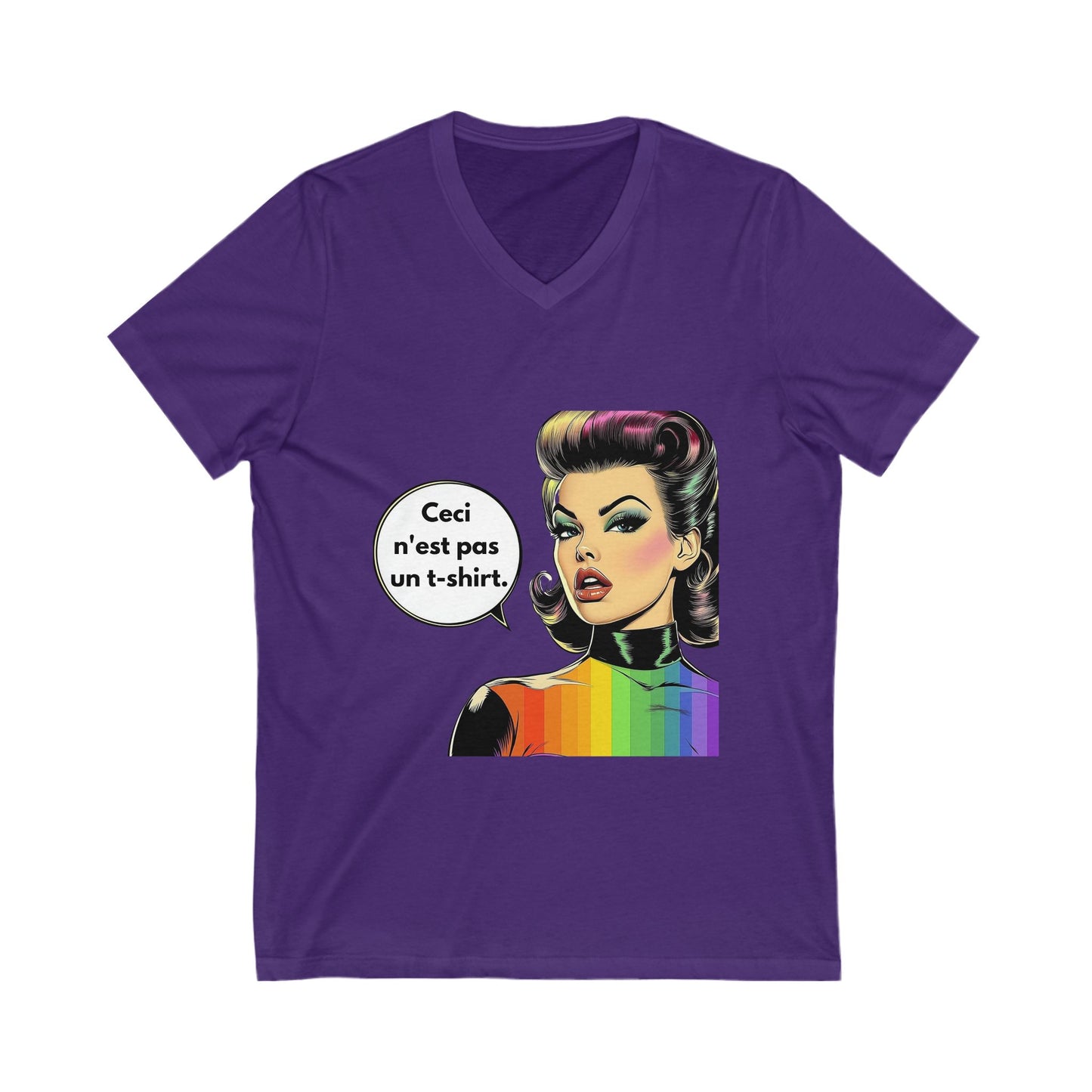 Ceci n'est pas un t-shirt | LGBTQ+ Pride V-Neck Tee | Retro Rainbow Art