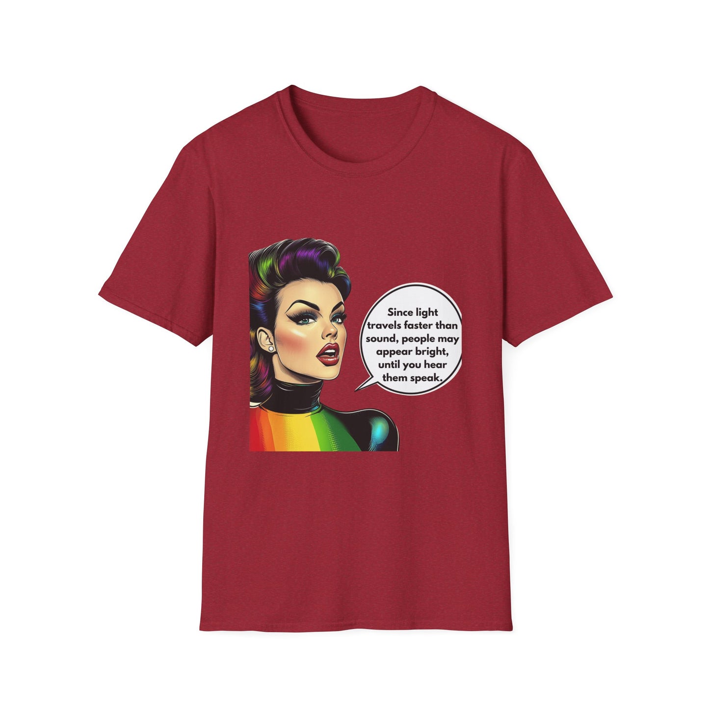 Rainbow Pride Retro Comic Woman T-Shirt | LGBTQ+ Activist Tee