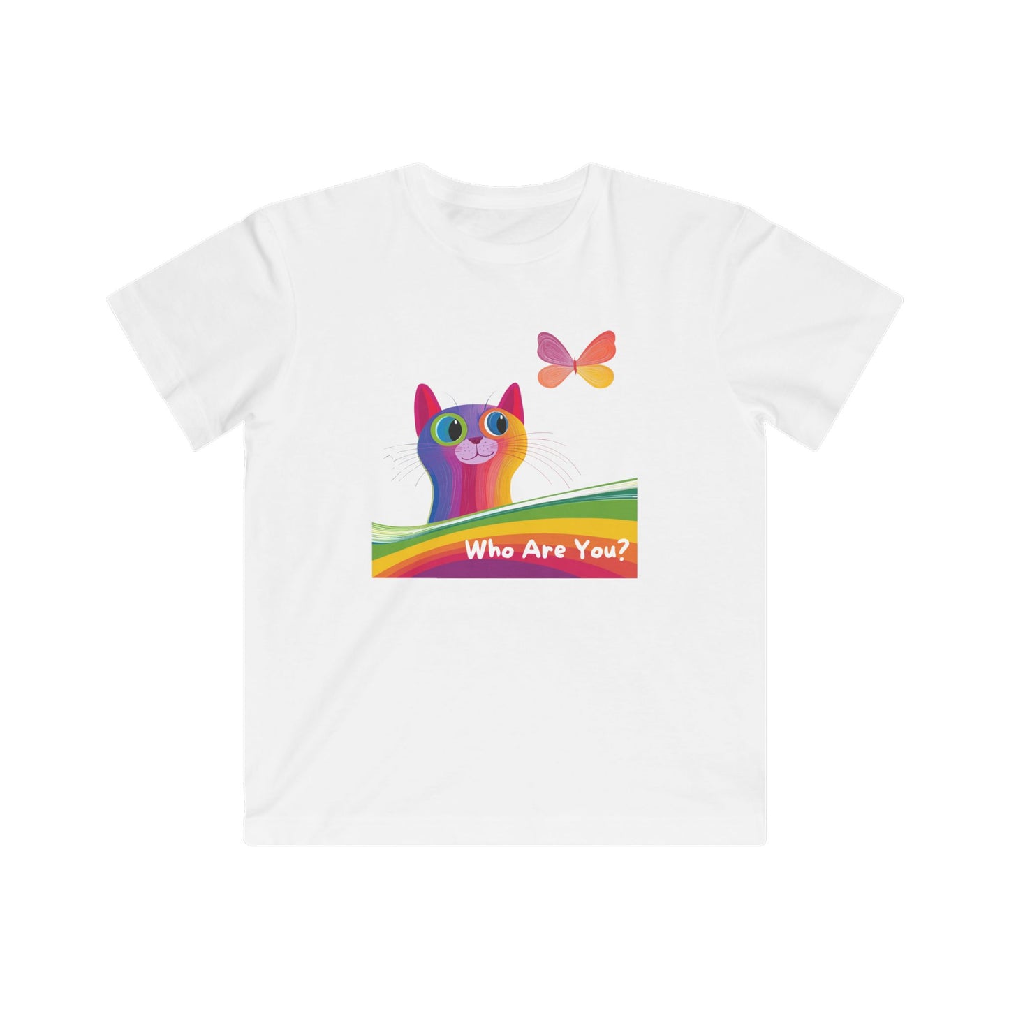 Rainbow Cat Kids T-Shirt | LGBTQ Pride Kitten | Identity Affirming Youth Tee