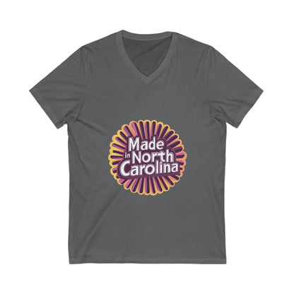 Made in North Carolina Retro V-Neck | Vintage State Pride Sunburst Design | Unisex Tee