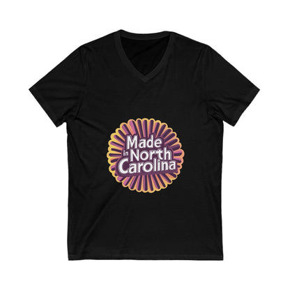 Made in North Carolina Retro V-Neck | Vintage State Pride Sunburst Design | Unisex Tee