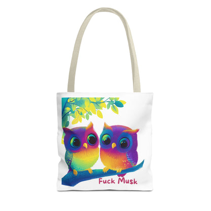 Rainbow Owl Activism Tote Bag | Colorful Protest Accessory | Cute Resistance Carry-All
