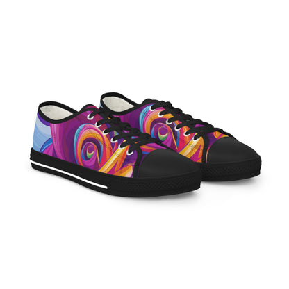 Rainbow Rose Low Top Sneakers | Colorful Unisex Canvas Shoes