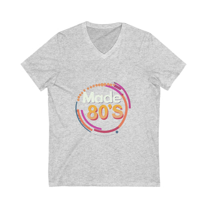 Made in the 80's Retro V-Neck T-Shirt | Vintage Birthday Gift | Neon Circle Design