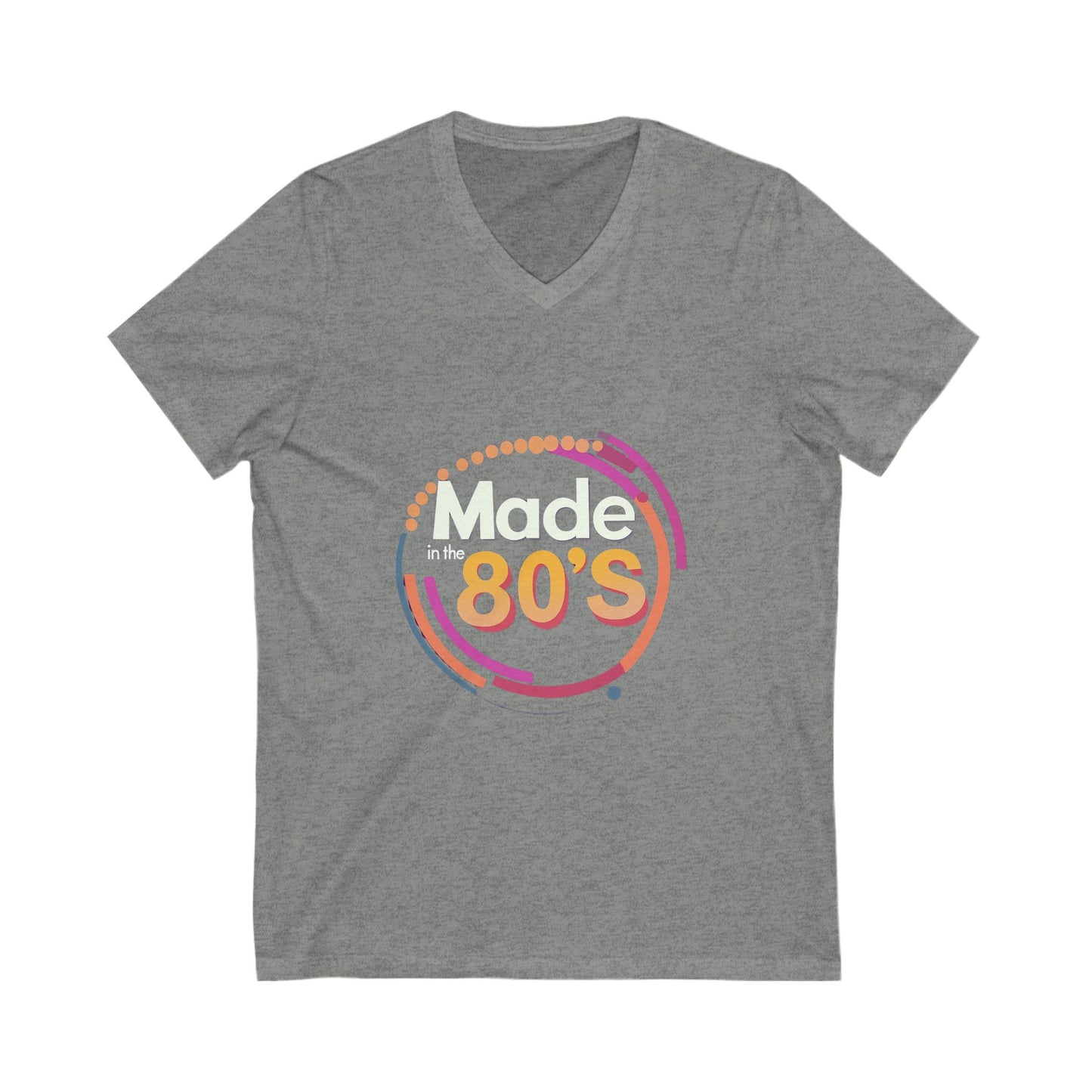 Made in the 80's Retro V-Neck T-Shirt | Vintage Birthday Gift | Neon Circle Design