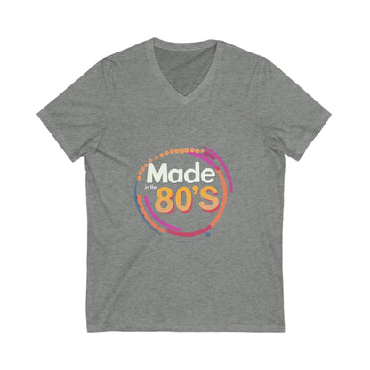 Made in the 80's Retro V-Neck T-Shirt | Vintage Birthday Gift | Neon Circle Design