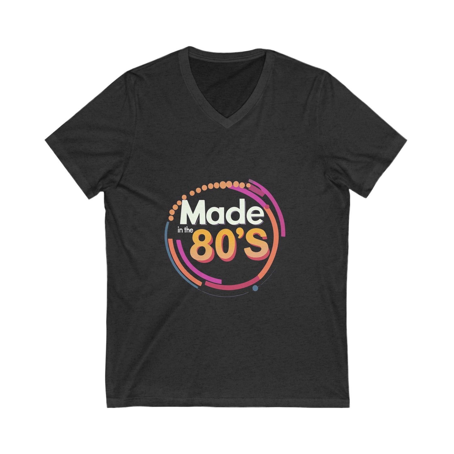 Made in the 80's Retro V-Neck T-Shirt | Vintage Birthday Gift | Neon Circle Design