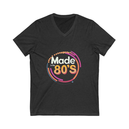 Made in the 80's Retro V-Neck T-Shirt | Vintage Birthday Gift | Neon Circle Design