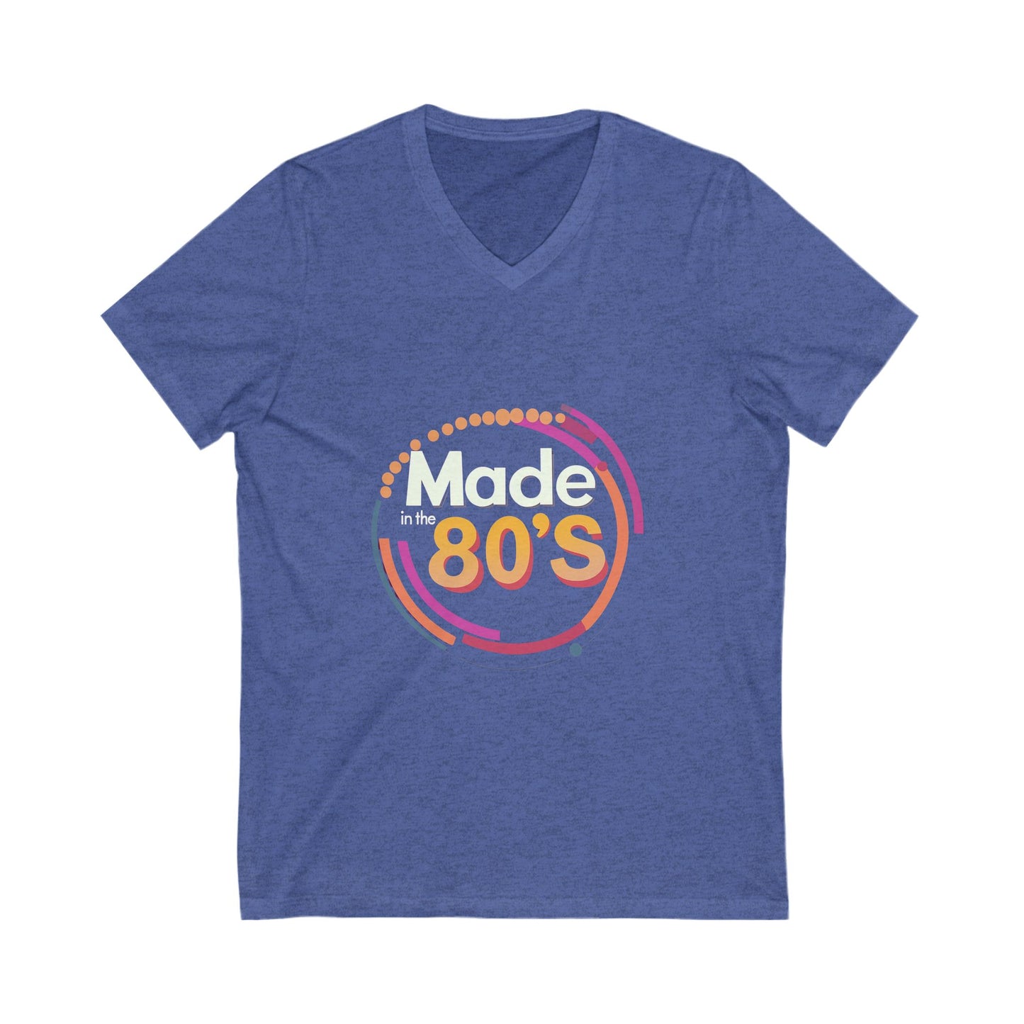Made in the 80's Retro V-Neck T-Shirt | Vintage Birthday Gift | Neon Circle Design