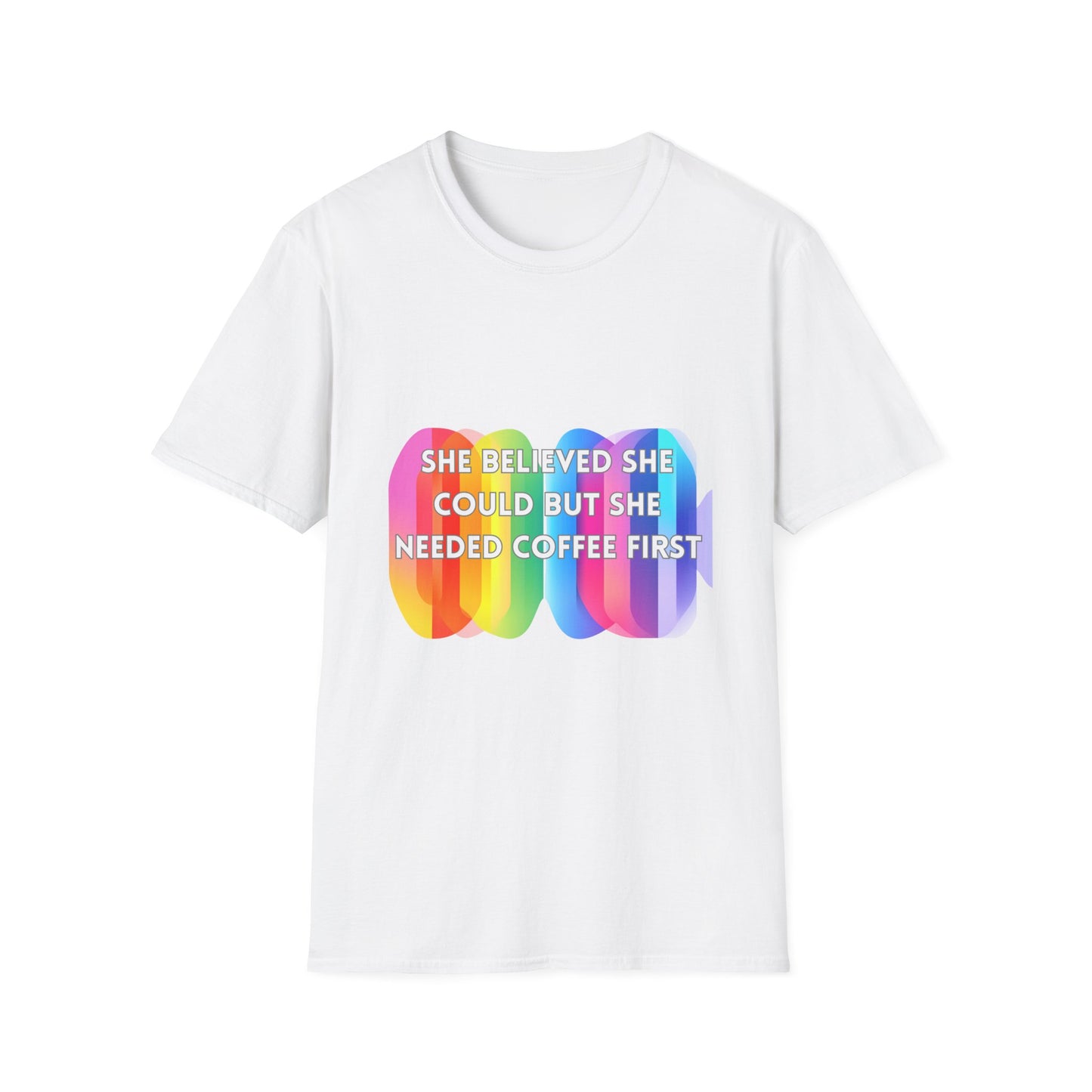 Pride Rainbow Coffee First Motivation T-Shirt | Self-Care Empowerment Tee