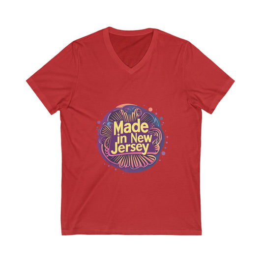 Made in Jersey Retro V-Neck T-Shirt | State Pride Vintage Design | Unisex V-Neck Tee