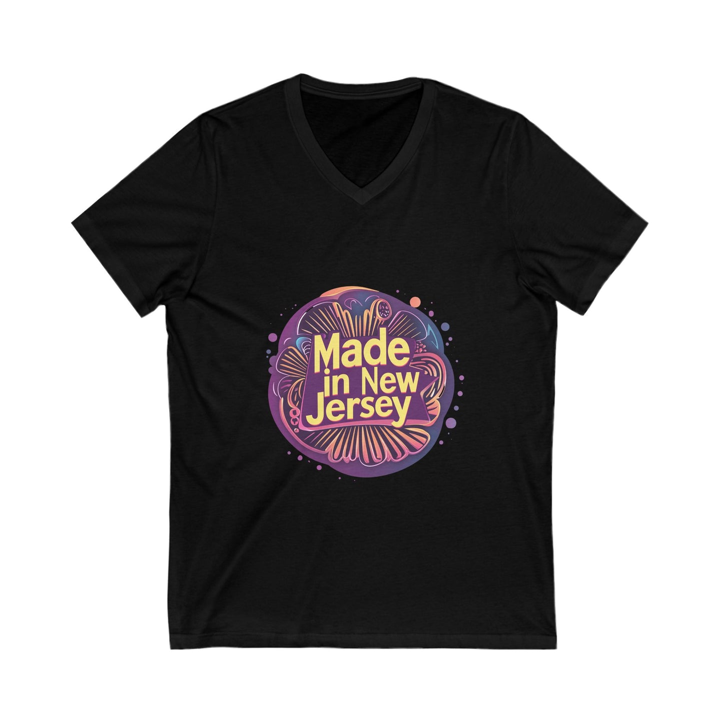 Made in Jersey Retro V-Neck T-Shirt | State Pride Vintage Design | Unisex V-Neck Tee