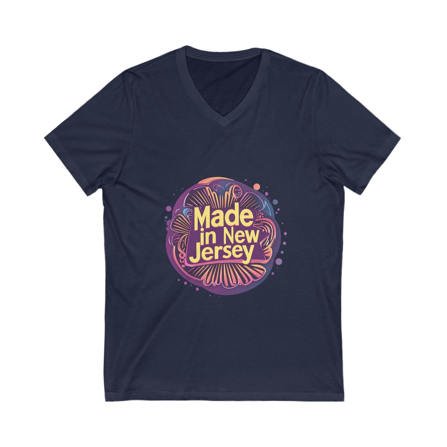 Made in Jersey Retro V-Neck T-Shirt | State Pride Vintage Design | Unisex V-Neck Tee