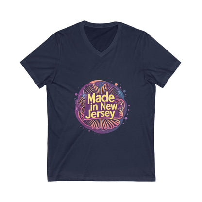 Made in Jersey Retro V-Neck T-Shirt | State Pride Vintage Design | Unisex V-Neck Tee