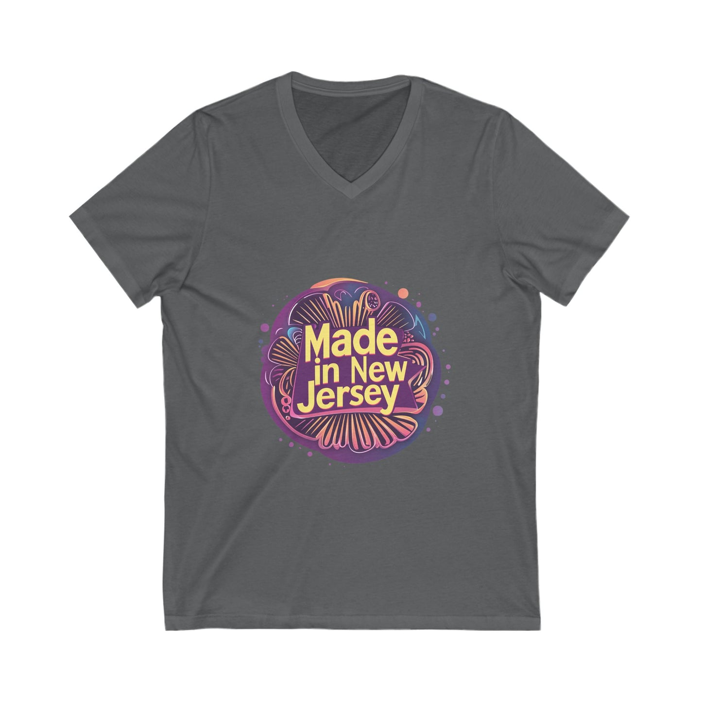 Made in Jersey Retro V-Neck T-Shirt | State Pride Vintage Design | Unisex V-Neck Tee
