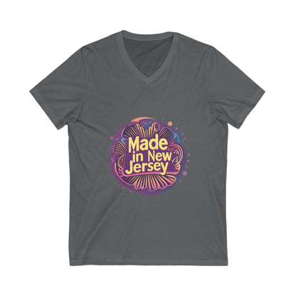 Made in Jersey Retro V-Neck T-Shirt | State Pride Vintage Design | Unisex V-Neck Tee
