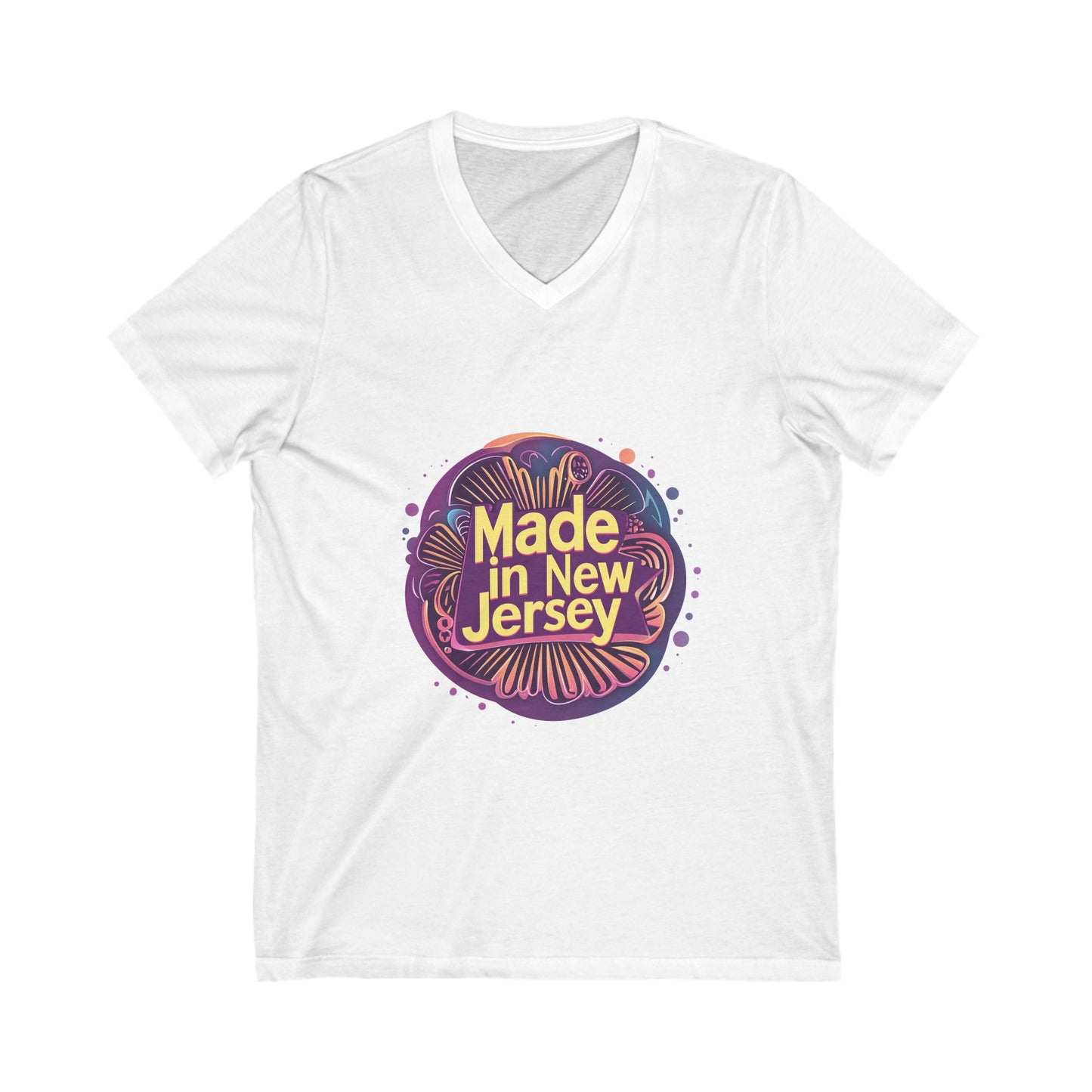 Made in Jersey Retro V-Neck T-Shirt | State Pride Vintage Design | Unisex V-Neck Tee