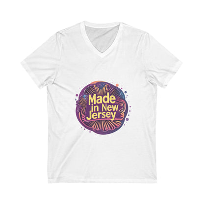 Made in Jersey Retro V-Neck T-Shirt | State Pride Vintage Design | Unisex V-Neck Tee