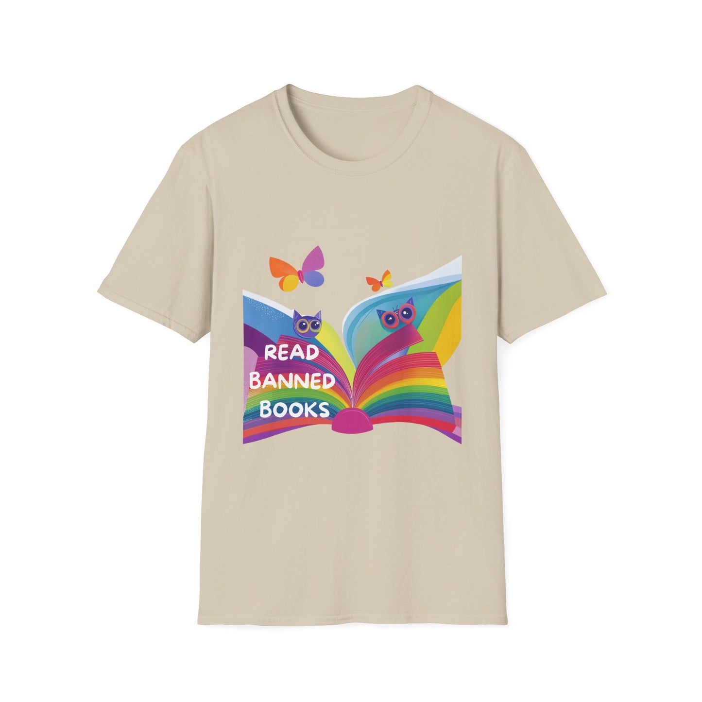 Rainbow Owl Read Banned Books T-Shirt | Cute Activist Library Tee