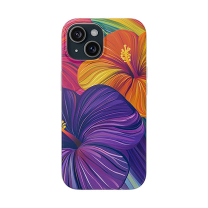 Tropical Hibiscus Rainbow Phone Case | Pride Floral Flexi Case