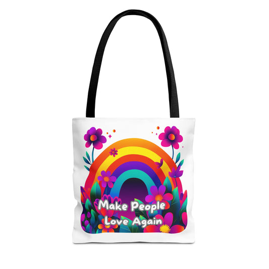 Rainbow Love Tote Bag | Floral Pride Design | LGBTQ+ Activist Accessory