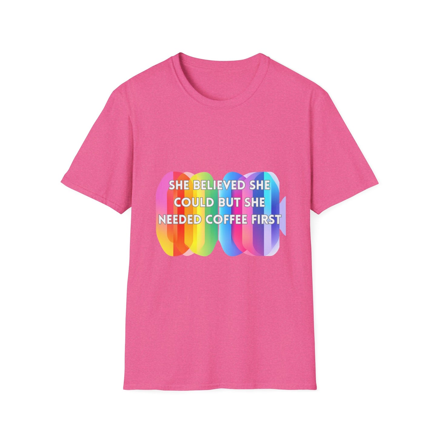 Pride Rainbow Coffee First Motivation T-Shirt | Self-Care Empowerment Tee