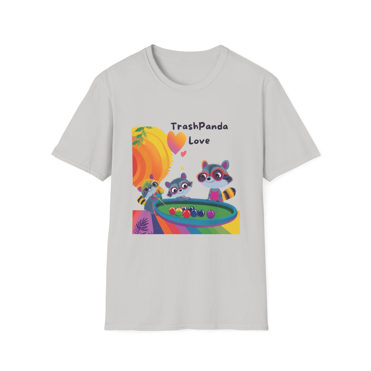 Trash Panda Love Kawaii Raccoon T-Shirt | Cute Animal Pool Party Tee