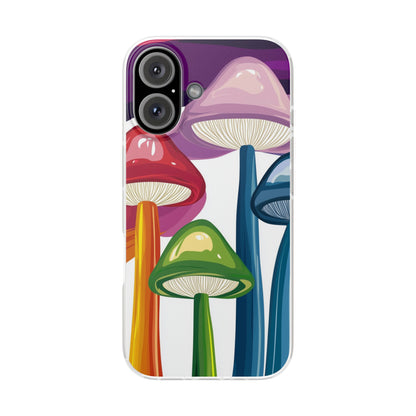 Rainbow Mushroom Flexi Phone Case | Psychedelic Art Clear TPU Cover