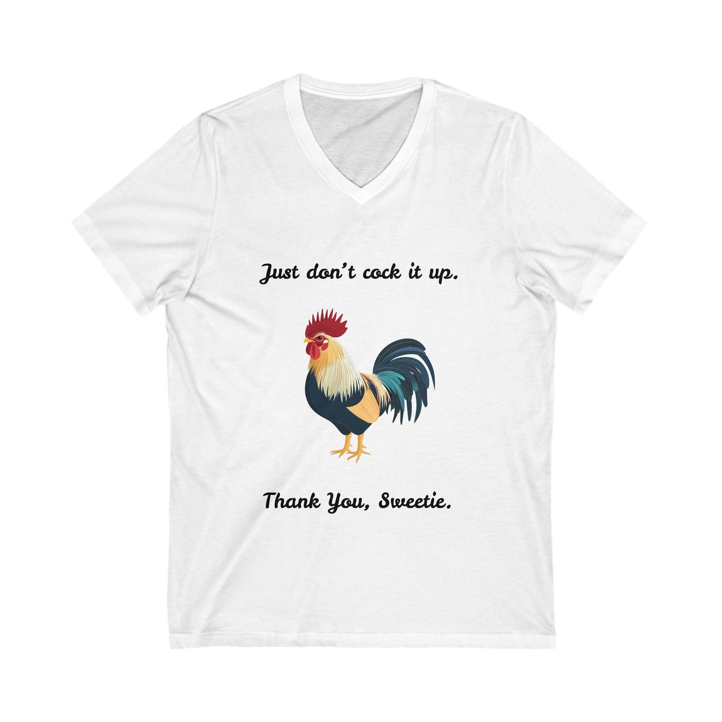 Funny Rooster V-Neck T-Shirt | Sassy Farm Animal Humor | Unisex Heather Tee