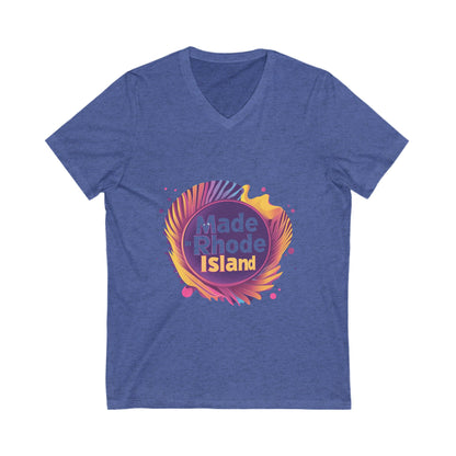 Made in Rhode Island V-Neck T-Shirt | Retro State Pride | Unisex Modern Local Design