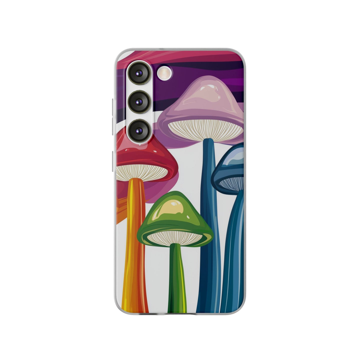 Rainbow Mushroom Flexi Phone Case | Psychedelic Art Clear TPU Cover