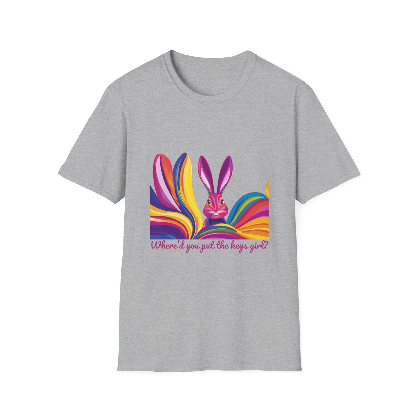Rainbow Bunny "Where'd You Put The Keys" Pride T-Shirt