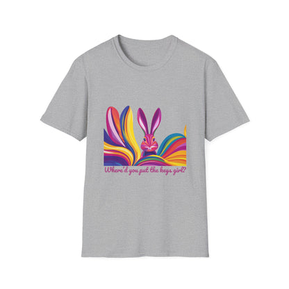 Rainbow Bunny "Where'd You Put The Keys" Pride T-Shirt