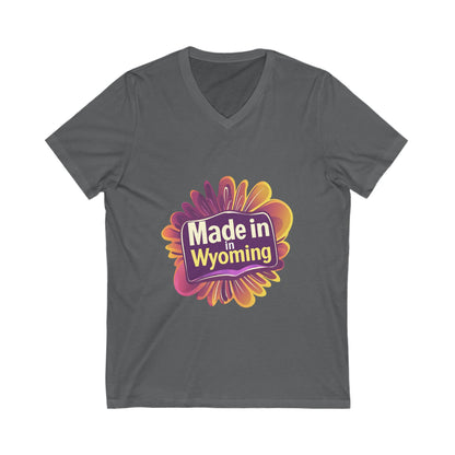 Made in Wyoming V-Neck T-Shirt | State Pride Sunset Design | Unisex Local Love Tee