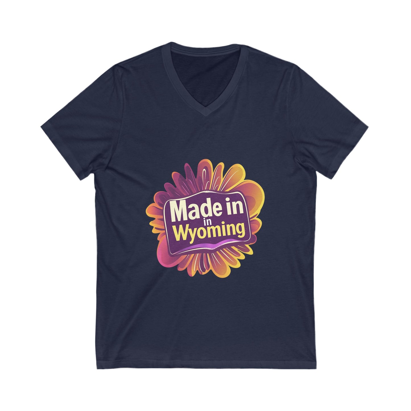 Made in Wyoming V-Neck T-Shirt | State Pride Sunset Design | Unisex Local Love Tee