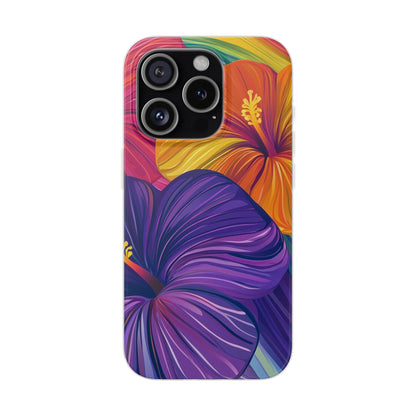 Tropical Hibiscus Rainbow Phone Case | Pride Floral Flexi Case