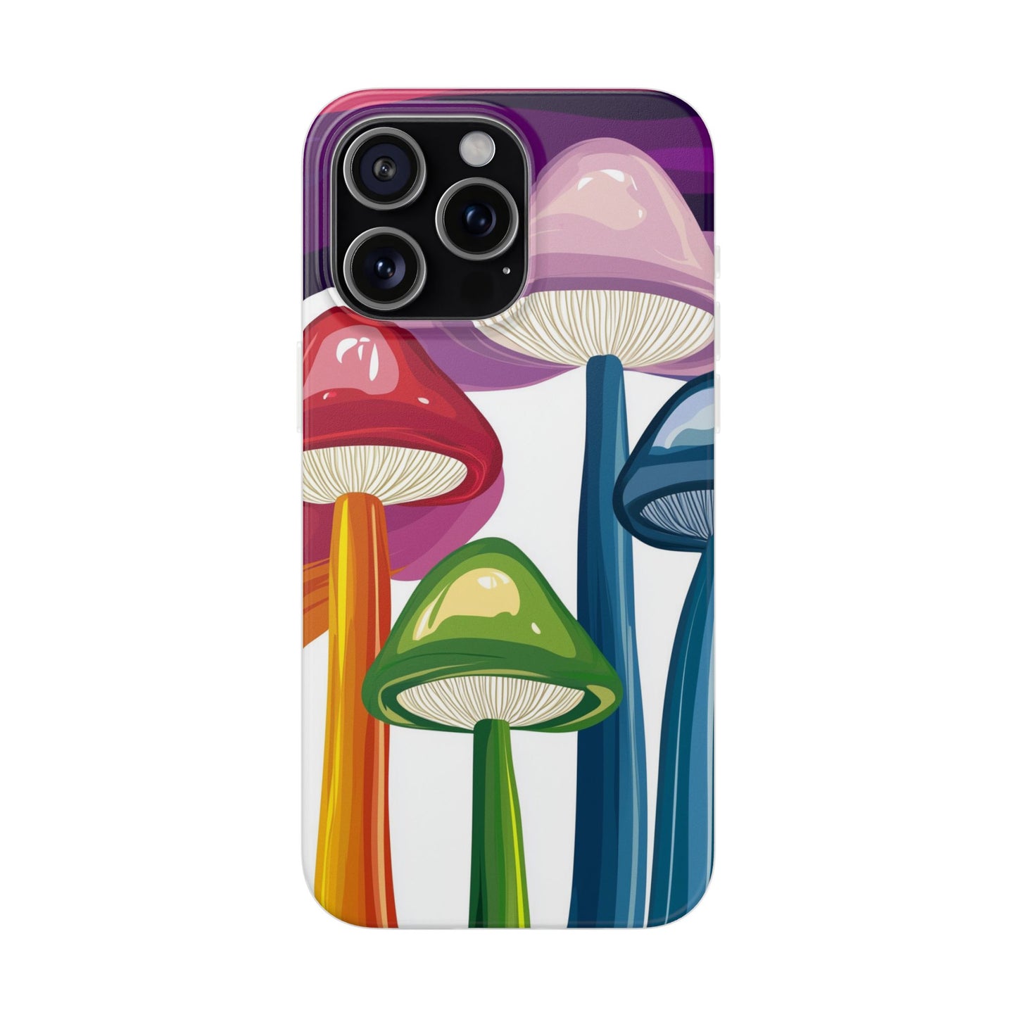 Rainbow Mushroom Flexi Phone Case | Psychedelic Art Clear TPU Cover