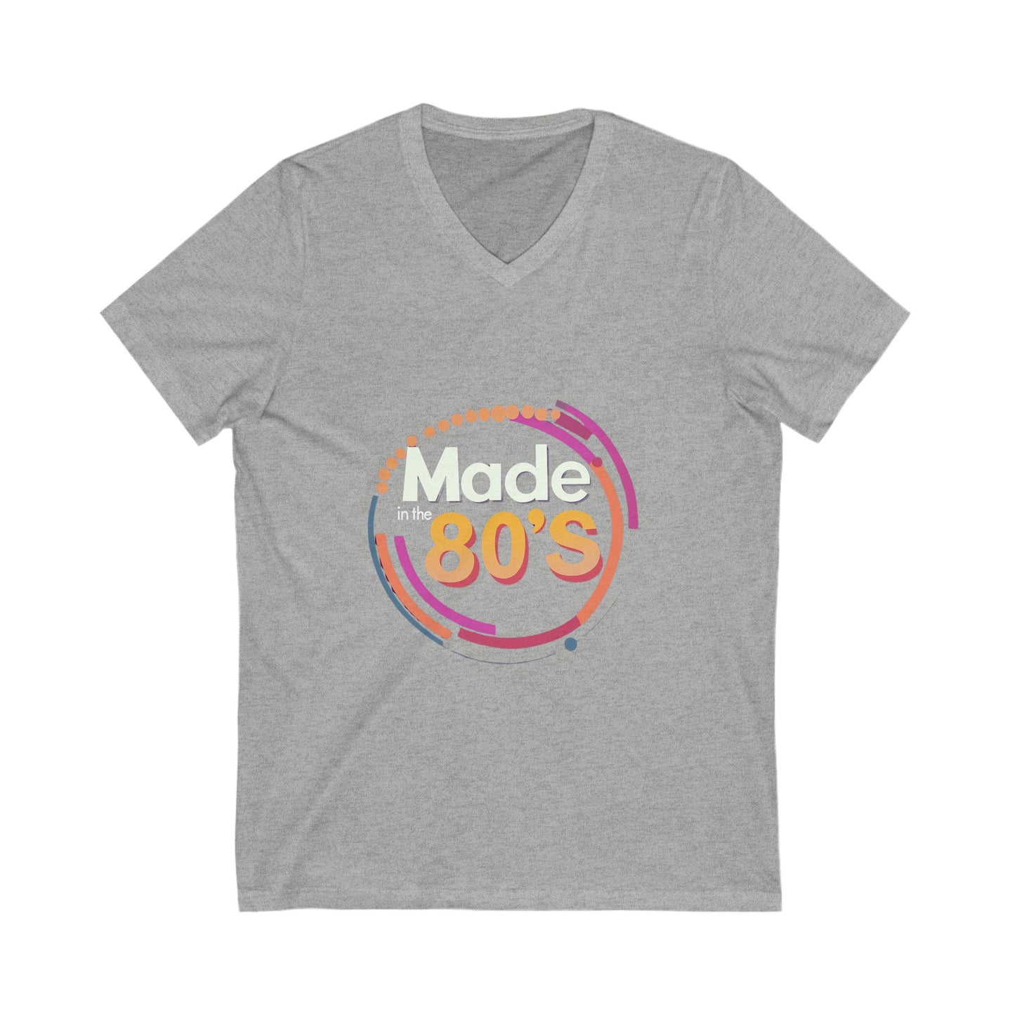 Made in the 80's Retro V-Neck T-Shirt | Vintage Birthday Gift | Neon Circle Design