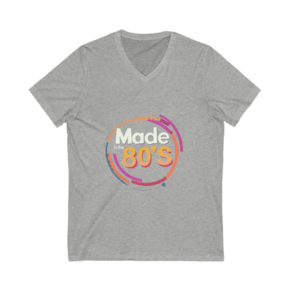 Made in the 80's Retro V-Neck T-Shirt | Vintage Birthday Gift | Neon Circle Design