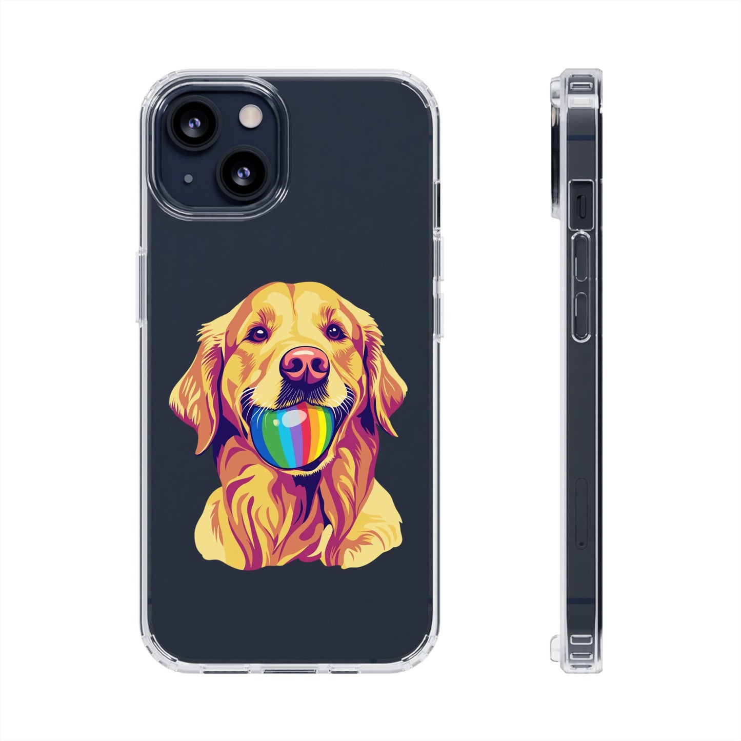 Rainbow Ball Golden Retriever Clear Phone Case | LGBTQ+ Pride Pet Lover Gift