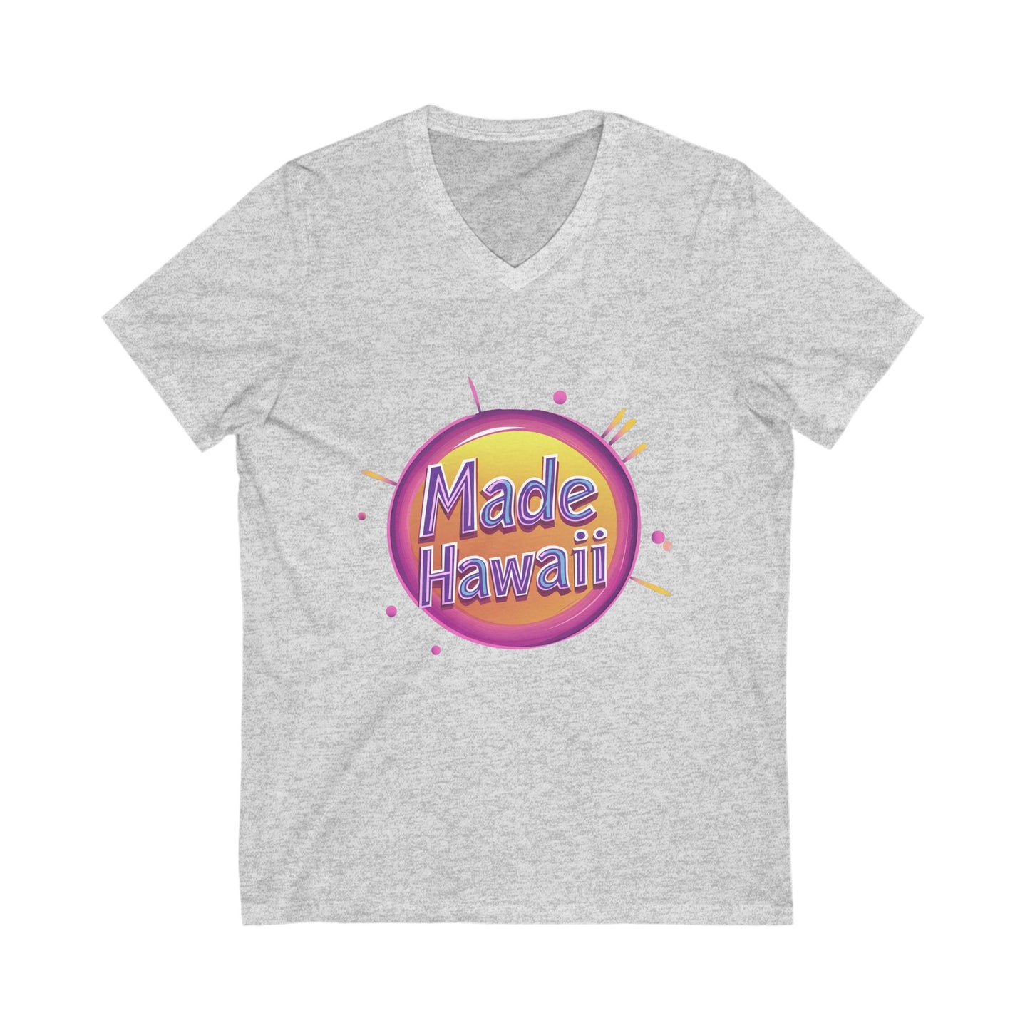 Made in Hawaii Retro V-Neck T-Shirt | Local Pride Neon Circle Design
