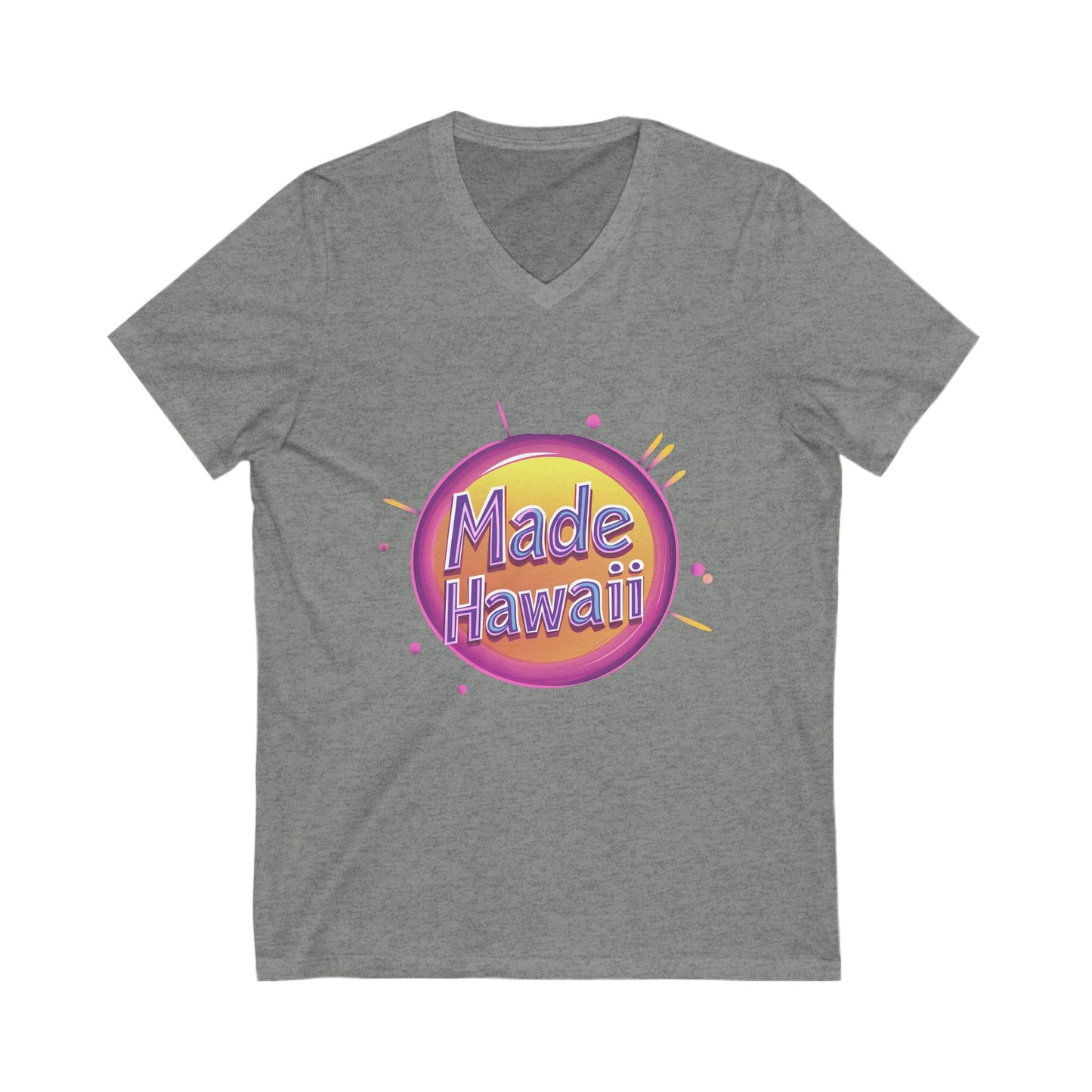 Made in Hawaii Retro V-Neck T-Shirt | Local Pride Neon Circle Design